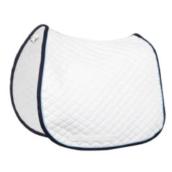 TuffRider Basic All Purpose Pad With Trim And Piping -Equestrian Supplies Shop 100558 JPC TuffRider.Basic .AllPurpose.Saddle.Pad .Trim Piping White.Navy .LightBlue Side