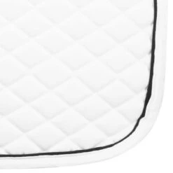 TuffRider Basic All Purpose Pad With Trim And Piping -Equestrian Supplies Shop 100558 JPC TuffRider.Basic .AllPurpose.Saddle.Pad .Trim Piping White.White .Black CloseUp