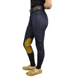 Tailored Sportsman Girls Sock Bottom Trophy Hunter Breeches -Equestrian Supplies Shop 3920 Blk.Blue Tan 7