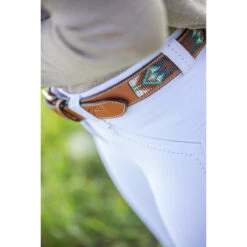 Penelope Pearl Belt -Equestrian Supplies Shop 96001260 French.Eq Penelope Pearl.Belt Brandy.Turquoise