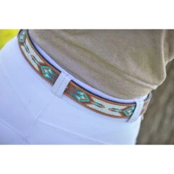 Penelope Pearl Belt -Equestrian Supplies Shop 96001260 French.Eq Penelope Pearl.Belt Brandy.Turquoise.2