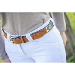 Penelope Pearl Belt -Equestrian Supplies Shop 96001260 French.Eq Penelope Pearl.Belt Brandy.Turquoise.3