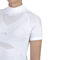 Equiline Women's CanneC Seamless Competition Polo Shirt -Equestrian Supplies Shop EQline ES123 H00884 001 CanneC.Seamless.Competition.Polo White Detail