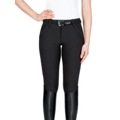 Equiline Women's X Shape Knee Grip Breech 23 Equiline Women's X Shape Knee Grip Breech -Equestrian Supplies Shop EQline 181 N08674 XShapeKG Black Front
