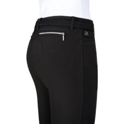 Equiline Women's Ash Riding Breeches With X-Grip Knee Patch 28 Equiline Women's Ash Riding Breeches With X-Grip Knee Patch -Equestrian Supplies Shop EQline N08698 Ash.XGripKP Black Detail