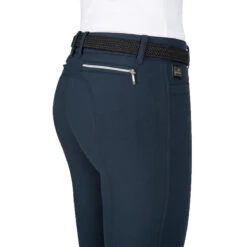 Equiline Women's Ash Riding Breeches With X-Grip Knee Patch 32 Equiline Women's Ash Riding Breeches With X-Grip Knee Patch -Equestrian Supplies Shop EQline N08698 Ash.XGripKP Blue Detail
