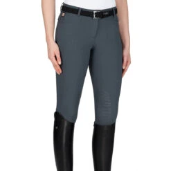Equiline Women's Ash Riding Breeches With X-Grip Knee Patch 35 Equiline Women's Ash Riding Breeches With X-Grip Knee Patch -Equestrian Supplies Shop EQline N08698 Ash.XGripKP Grey