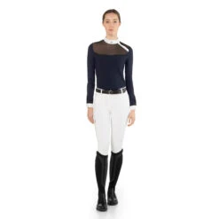 EGO 7 Women's Nina Long Sleeve Show Shirt -Equestrian Supplies Shop Ego7 Womens.Nina .LS .Show .Shirt Navy Front2