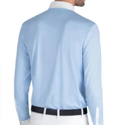 Equiline Evik Men's Competition Polo Long Sleeve Shirt -Equestrian Supplies Shop Equiline Mens Evik.LS .Competition.Polo .Shirt Light.Blue Back