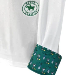 Essex Classics Ladies "Cock-a-Doodle-Do" Talent Yarn Straight Collar Long Sleeve Show Shirt -Equestrian Supplies Shop Essex.Classics Cock a doodle do Show.Shirt ESL35 W3 Green.Roosters Swatch 01