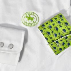 Essex Classics Ladies "Turtles" Talent Yarn Wrap Collar Long Sleeve Show Shirt -Equestrian Supplies Shop Essex.Classics Show.Shirt SRL27 W3 Green.Turtles 00