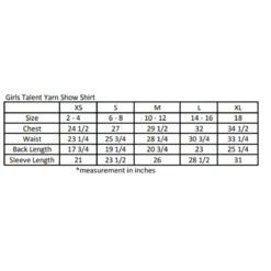Essex Classics Girls "Strutting Chicken" Talent Yarn Wrap Collar Long Sleeve Show Shirt -Equestrian Supplies Shop EssexGirlsSizeChart 2000x 71be320c 7010 4b22 be3e b463671ce6c0