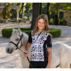 Goode Rider Girl's Elite Polo -Equestrian Supplies Shop Goode.Rider Girls.Elite .Polo Black.Hearts LS