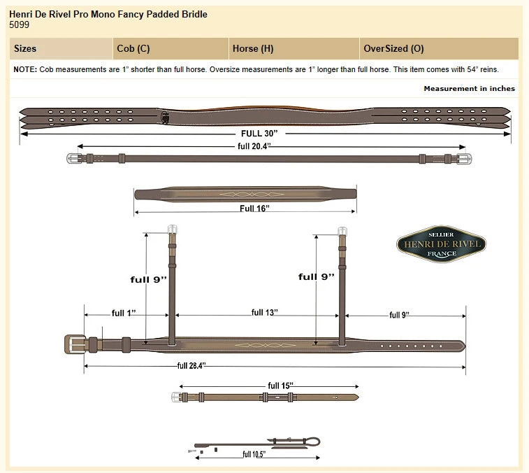 HDR Pro Mono Crown Padded Fancy Bridle 5 HDR Pro Mono Crown Padded Fancy Bridle - Image 3