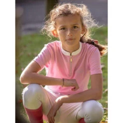Jump'in Girls Short Sleeve Charlie Competition Polo Shirt -Equestrian Supplies Shop Jump.In Girls.Charlie.Polo .Show .Shirt Pink