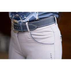 KL Select Gabrielle Knee Patch Breech -Equestrian Supplies Shop KLSelect Gabrielle.KP .Breach Grey.Navy Detail2