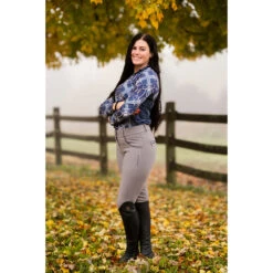KL Select Gabrielle Knee Patch Breech -Equestrian Supplies Shop KLSelect Gabrielle.KP .Breach Grey.Navy Lifestyle