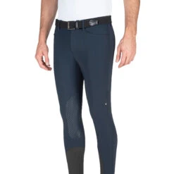 Equiline GrantK Men's B-Move Knee Grip Breeches -Equestrian Supplies Shop N08479 EQline GrentK Blue