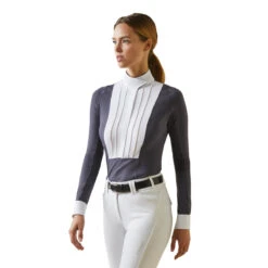 Ariat Womens Luxe Long Sleeve Show Shirt 20 Ariat Womens Luxe Long Sleeve Show Shirt -Equestrian Supplies Shop S23 WMS ENGL 10043395 front