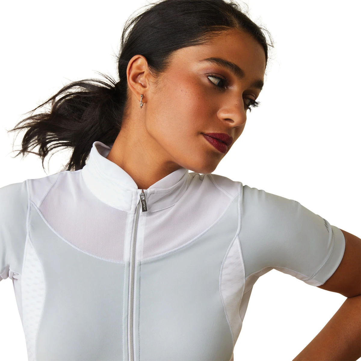 Ariat Womens Ascent 1/4 Zip Short Sleeve Show Shirt 8 Ariat Womens Ascent 1/4 Zip Short Sleeve Show Shirt - Image 6