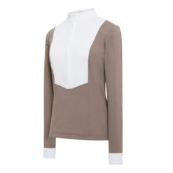 Samshield Women's Sophia Long Sleeve Shirt -Equestrian Supplies Shop Samshield Sophia Taupe.Jacquard Front