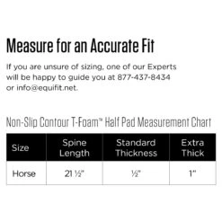 EquiFit Non-Slip Standard Thick Contour Half Pad -Equestrian Supplies Shop SizeChart