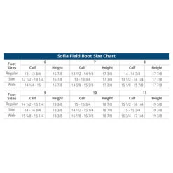 Ovation Ladies Sofia Black Field Boot -Equestrian Supplies Shop SofiaFieldBoots SizeChart