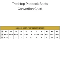 Tredstep Donatello Front Lace Paddock Boot -Equestrian Supplies Shop TS sizechart
