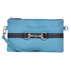 Tucker Tweed Equestrian Wellington Wristlet -Equestrian Supplies Shop TT WW SB DC Sky.Blue .Dark .Chocolate