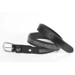 USG Princess Belts -Equestrian Supplies Shop UB020 KL.USG Princess.Belt Blk.w.Grey .Crystals Front