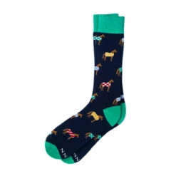 Wild Attire Inc. Horsin' Around Carded Cotton Socks -Equestrian Supplies Shop Wild.Attire.Inc navy blue carded cotton horsin around 01