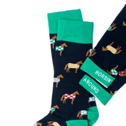 Wild Attire Inc. Horsin' Around Carded Cotton Socks -Equestrian Supplies Shop Wild.Attire.Inc navy blue carded cotton horsin around 02