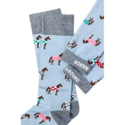 Wild Attire Inc. Horsin' Around Carded Cotton Socks -Equestrian Supplies Shop Wild.Attire.Inc pale blue carded cotton horsin around 02