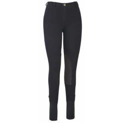 TuffRider Ladies Cotton Lowrise Pull-On Knee Patch Breeches 10 TuffRider Ladies Cotton Lowrise Pull-On Knee Patch Breeches -Equestrian Supplies Shop black front 77894.1588621808.1280.1280