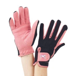 Ovation Child's Hearts & Horses Gloves -Equestrian Supplies Shop pink black 97723.1590174193.1280.1280