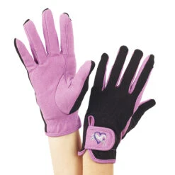 Ovation Child's Hearts & Horses Gloves -Equestrian Supplies Shop purple black 48118.1590174193.1280.1280